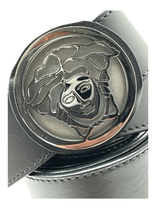 Versace Black Leather Solid Medusa Men's Belt Black