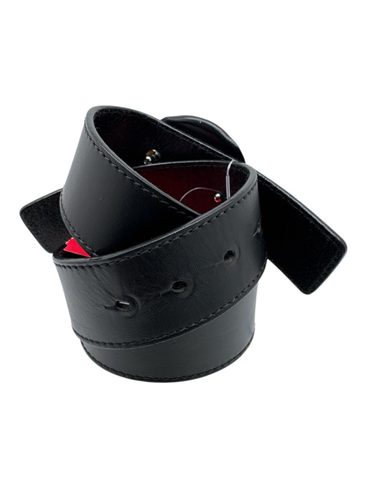 Versace Black Leather Solid Medusa Men's Belt Black