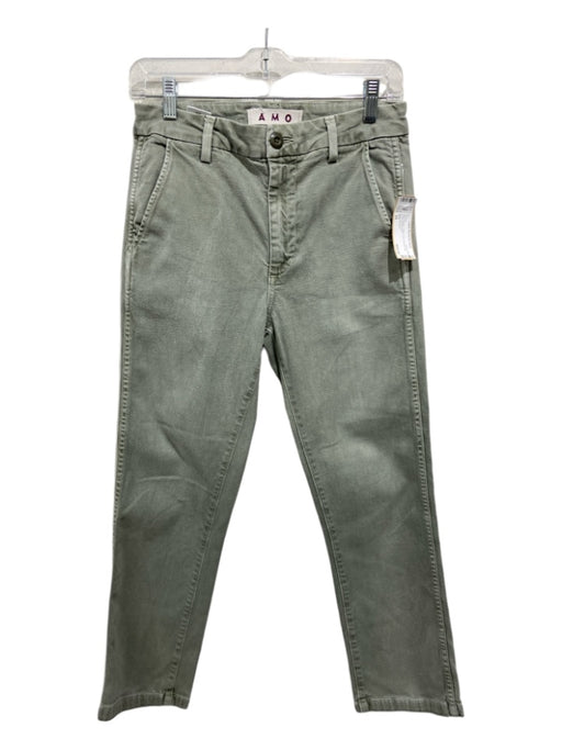 AMO Size 24 Army Green Cotton Slim Straight Leg Chino Jeans Army Green / 24