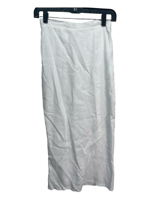 Dissh Size 4 White Linen Elastic Waist Midi Side Zip Skirt White / 4