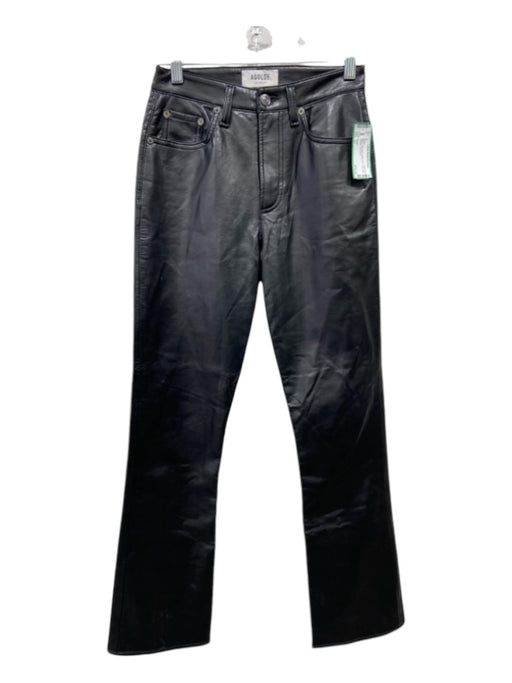 Agolde Size 23 Black Recycled Leather & PU High Rise Straight Pants Black / 23