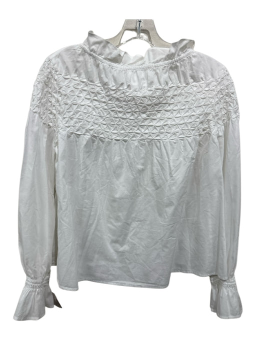 Merlette Size XXS White Pima Cotton Long Sleeve smocked Ruffle Trumpet Cuff Top White / XXS
