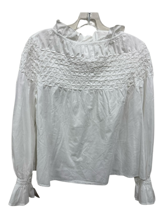 Merlette Size XXS White Pima Cotton Long Sleeve smocked Ruffle Trumpet Cuff Top White / XXS