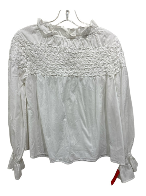 Merlette Size XXS White Pima Cotton Long Sleeve smocked Ruffle Trumpet Cuff Top White / XXS
