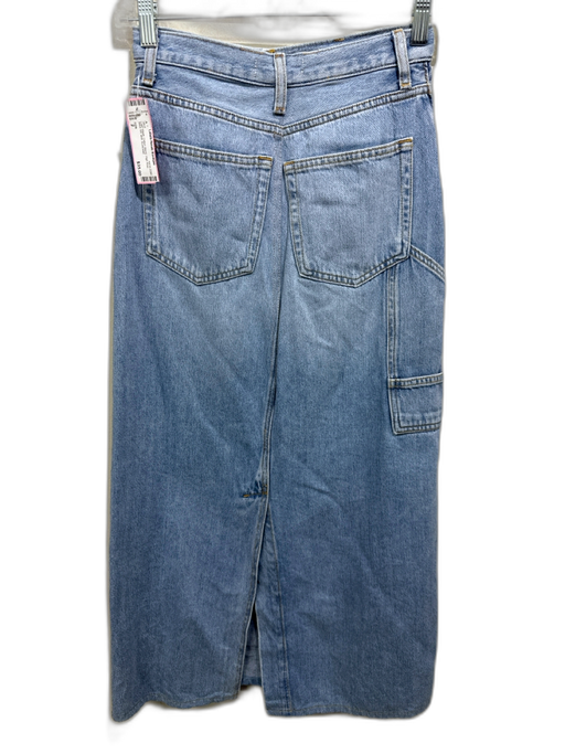 COS Size 2 Light Wash Cotton Blend High Rise Back Slit Midi Skirt Light Wash / 2