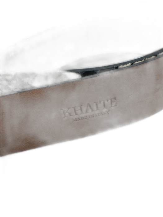 Khaite Beige & Black Leather silver tone hardware Snake Embossed Buckle Belts Beige & Black / XS/S