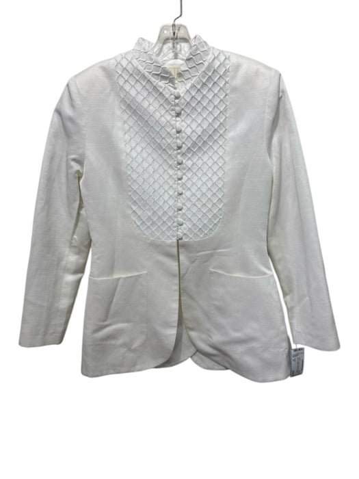 Destree Size XS White Viscose, Cotton, Linen Long Sleeve Textured Buttons Jacket White / XS