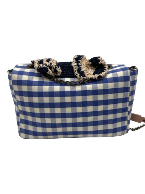 Maria La Rosa Blue & White Crossbody Plaid Crochet detail Bag Blue & White / S