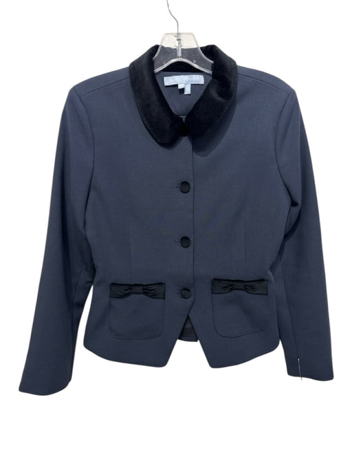Hill House Size Small Navy Polyester Blend Black Trim Collared Jacket Blazer Navy / Small