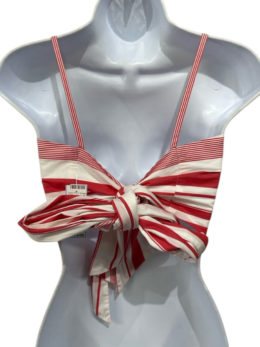 Mark D. Sikes Size 0 Red & White Cotton Blend Stripe Spaghetti Strap Cropped Top Red & White / 0