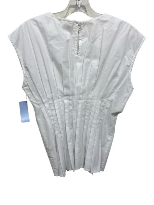 Julia Amory Size XS White Cotton Pleat Detail Sleeveless Poplin Top White / XS