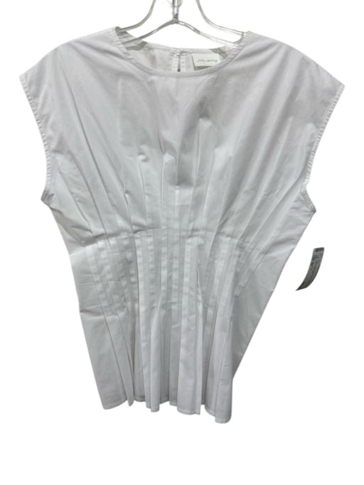 Julia Amory Size XS White Cotton Pleat Detail Sleeveless Poplin Top White / XS