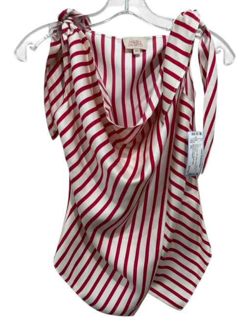 Mason's Daughter Size XS Red & Ivory Silk Stripe Shoulder Tie Top Red & Ivory / XS