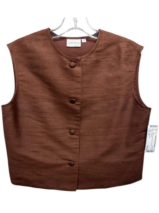 Julia Amory Size XS Brown Silk Buttons Sleeveless Top Brown / XS