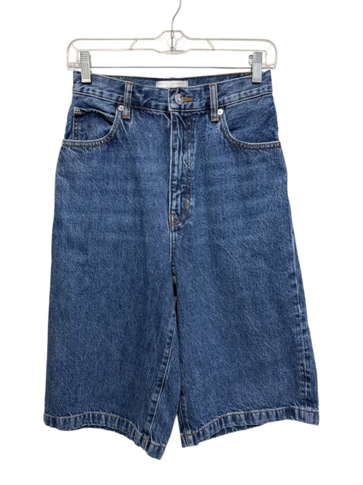 Frame Size Est. XS Medium Wash Cotton Blend Denim Knee Length Shorts Medium Wash / Est. XS