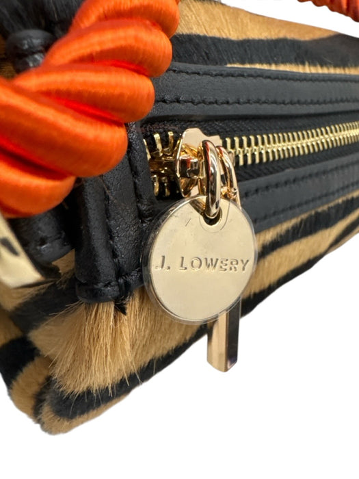 J. Lowery Tan, Brown, Orange Pony Hair Zebra Rope Barrel Bag Tan, Brown, Orange / Small