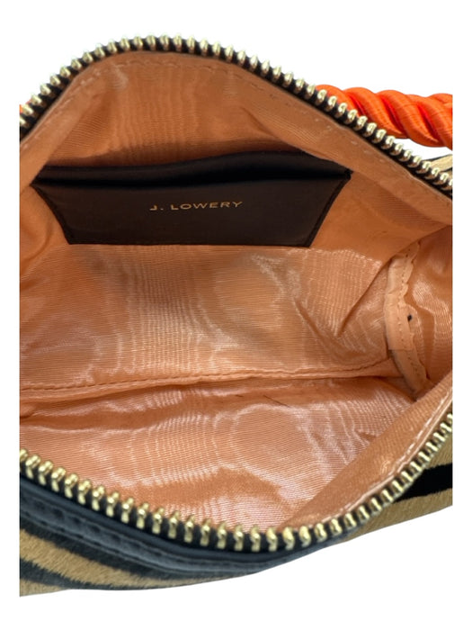 J. Lowery Tan, Brown, Orange Pony Hair Zebra Rope Barrel Bag Tan, Brown, Orange / Small