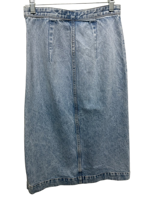 Khaite Size 25 Light Wash Cotton Denim Front Slit Side Zip Midi Skirt Light Wash / 25