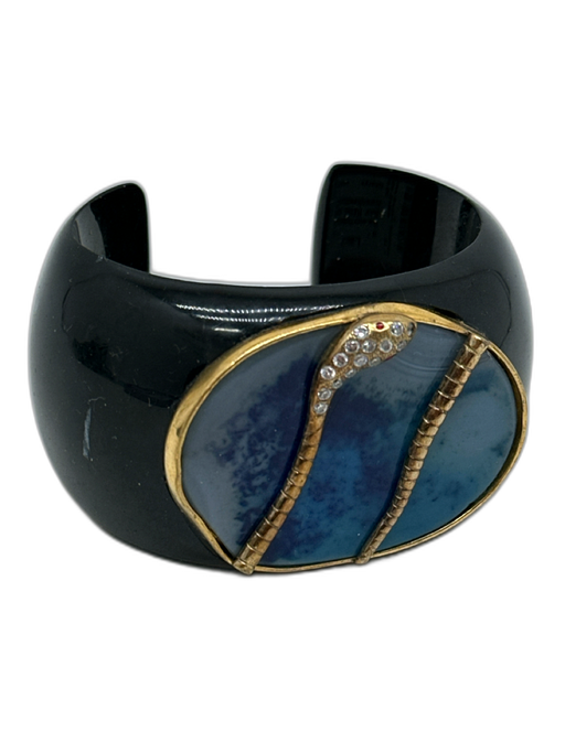 Isharya Black, Blue, Gold Plastic Agate Snake Rhinestone Cuff Bracelet Black, Blue, Gold