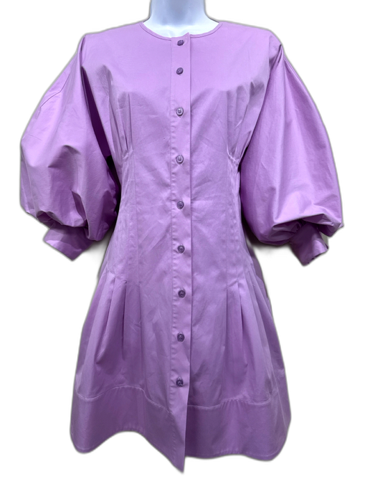 Oscar de la Renta Size 2 Lavendar Cotton Balloon Sleeve Button Down Dress Lavendar / 2