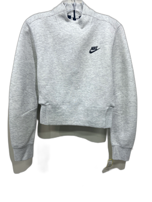 Nike Size XS Light Gray Cotton Blend Heathered Back Zip Long Sleeve Sweatshirt Light Gray / XS