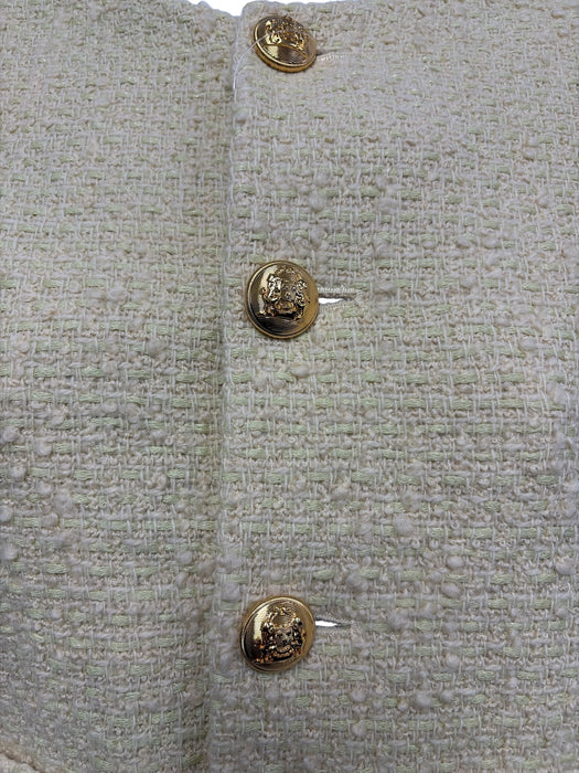 Celine Size 34 Butter Yellow Wool Blend Short Sleeve Knit Boucle Pockets Jacket Butter Yellow / 34