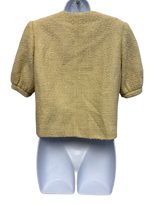 Celine Size 34 Butter Yellow Wool Blend Short Sleeve Knit Boucle Pockets Jacket Butter Yellow / 34