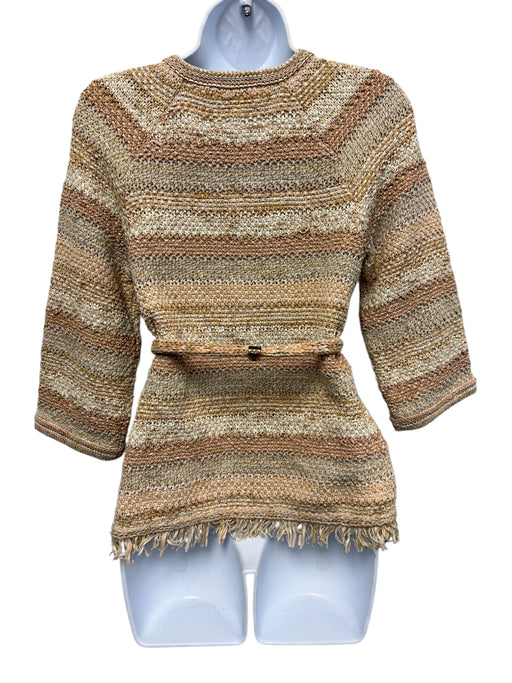Chanel Size 34 Beige, White, Pink Blend Knit Long Sleeve Striped Sash Inc Jacket Beige, White, Pink / 34