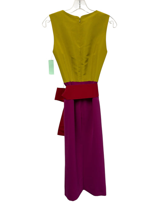 Carolina Herrera Size 4 Yellow & Purple Color Block Maxi Stitch Detail Dress Yellow & Purple / 4