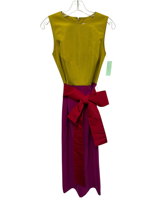 Carolina Herrera Size 4 Yellow & Purple Color Block Maxi Stitch Detail Dress Yellow & Purple / 4