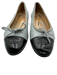 Chanel Shoe Size est 37 Blue & Black Leather Cap Toe Bow Detail Slip On Flats Blue & Black / est 37