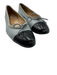 Chanel Shoe Size est 37 Blue & Black Leather Cap Toe Bow Detail Slip On Flats Blue & Black / est 37