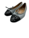 Chanel Shoe Size est 37 Blue & Black Leather Cap Toe Bow Detail Slip On Flats Blue & Black / est 37