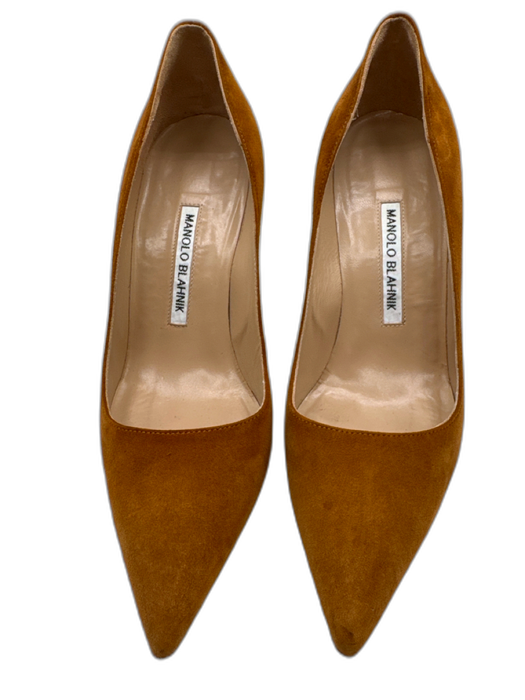 Manolo Blahnik Shoe Size 38 Brown Leather Suede Stiletto Pointed Toe Pumps Brown / 38