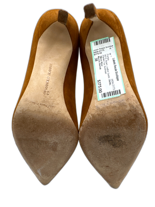 Manolo Blahnik Shoe Size 38 Brown Leather Suede Stiletto Pointed Toe Pumps Brown / 38