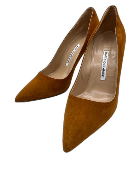 Manolo Blahnik Shoe Size 38 Brown Leather Suede Stiletto Pointed Toe Pumps Brown / 38