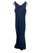 Zac Posen Size 8 Navy Blue Viscose Blend Sleeveless Ribbed Paneled Gown Navy Blue / 8
