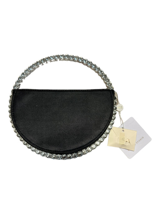 MMS Design Studio Black & Silver Vegan Leather Rhinestone Circle Bag Black & Silver / S