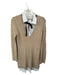 English Factory Size S Tan & White Acrylic Blend Cable Knit Shirt Collar Dress Tan & White / S