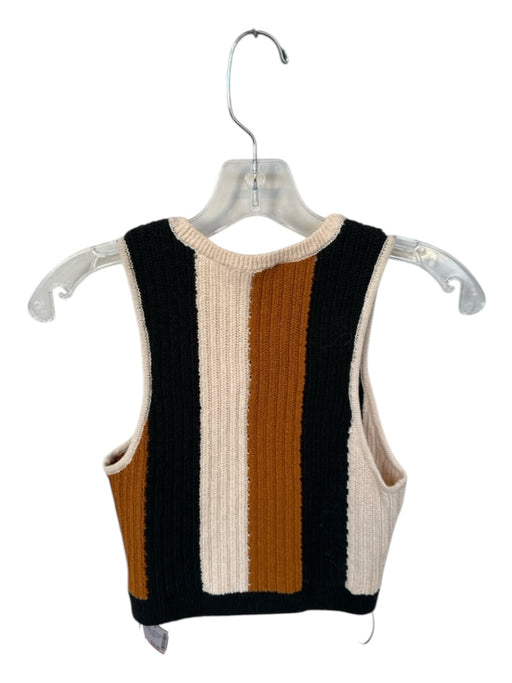 A.L.C. Size S Cream & Black Cotton Blend Knit color block Sleeveless Cropped Top Cream & Black / S