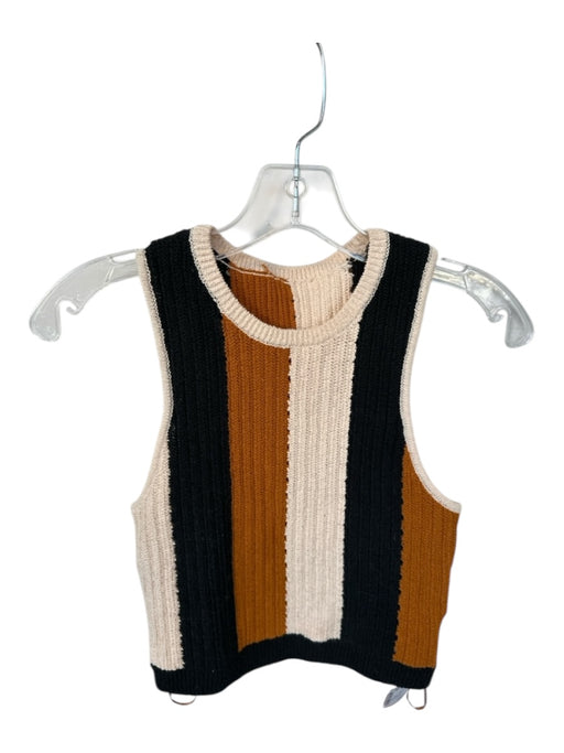 A.L.C. Size S Cream & Black Cotton Blend Knit color block Sleeveless Cropped Top Cream & Black / S