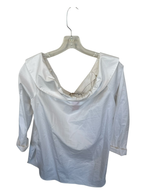 Tibi Size 6 White Cotton Off Shoulder Long Sleeve Button Down Top White / 6