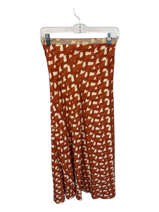 Zara Size XS Orange & cream beaded design Maxi Skirt Orange & cream / XS