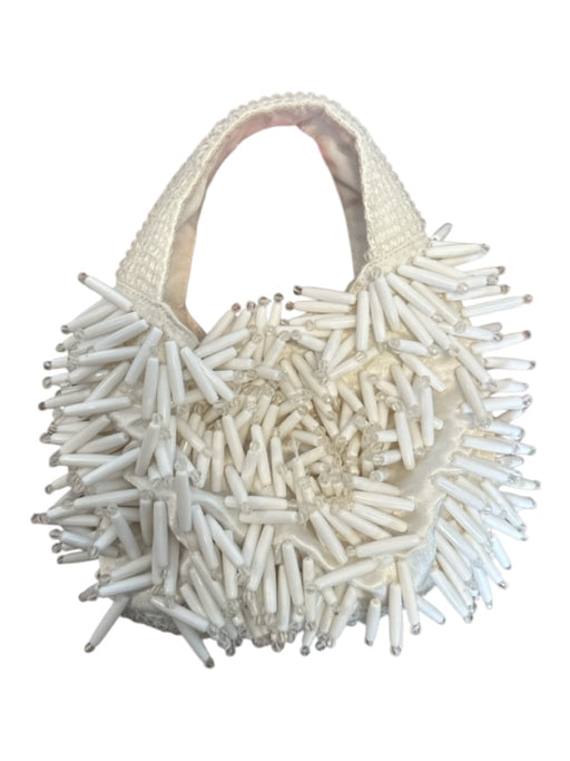 White Beaded Top Handle Bag White / XS