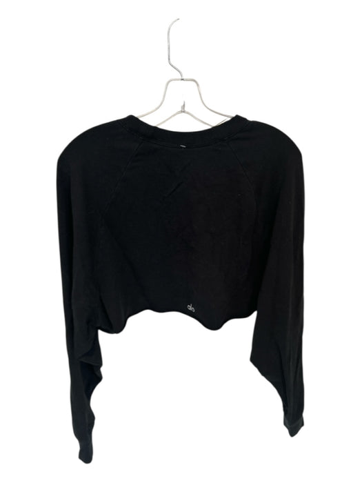 Alo Size S Black Cotton Blend Athletic Long Sleeve Cropped Top Black / S