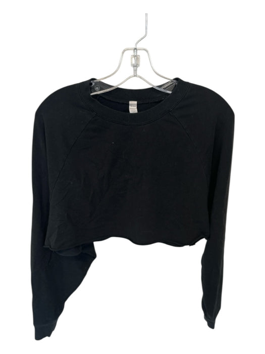 Alo Size S Black Cotton Blend Athletic Long Sleeve Cropped Top Black / S
