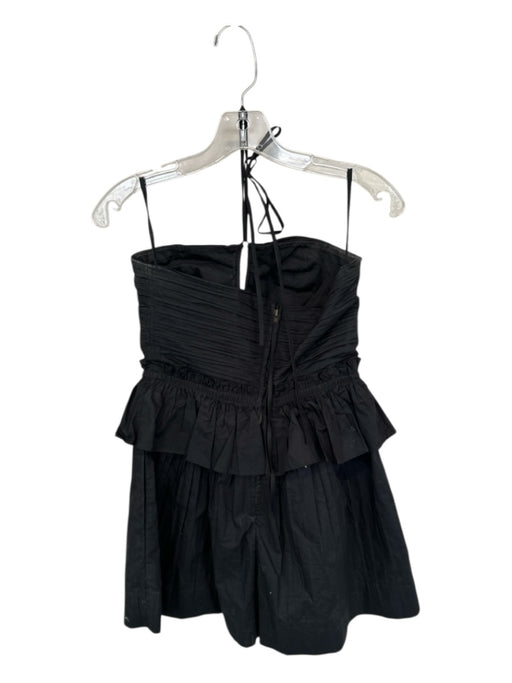Ulla Johnson Size 2 Black Cotton Halter Neck Pleated Drawstring Waist Romper Black / 2