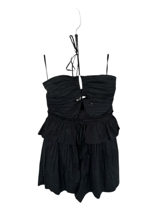 Ulla Johnson Size 2 Black Cotton Halter Neck Pleated Drawstring Waist Romper Black / 2