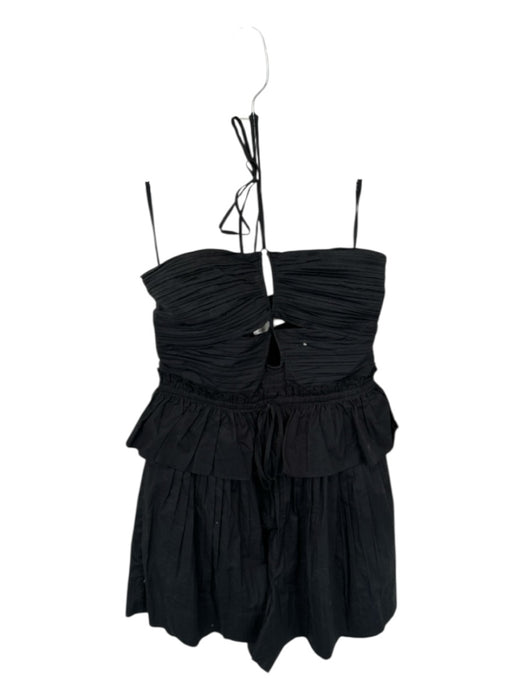 Ulla Johnson Size 2 Black Cotton Halter Neck Pleated Drawstring Waist Romper Black / 2