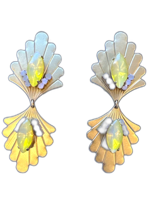 Loren Hope Gold & Yellow Metal Hinge Rhinestone Earrings Gold & Yellow